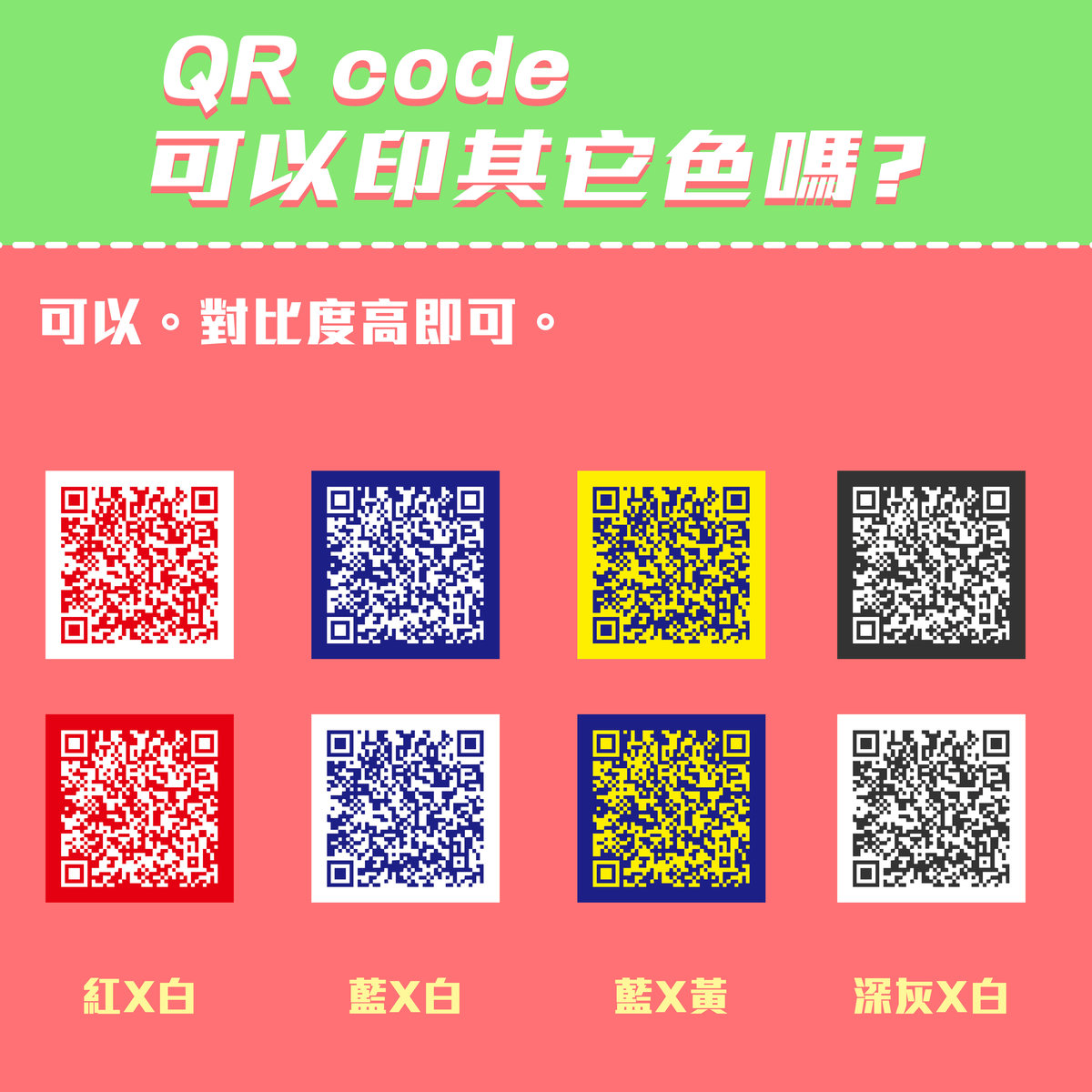 QRcode大哉問?－QR code 可以印其它色嗎？