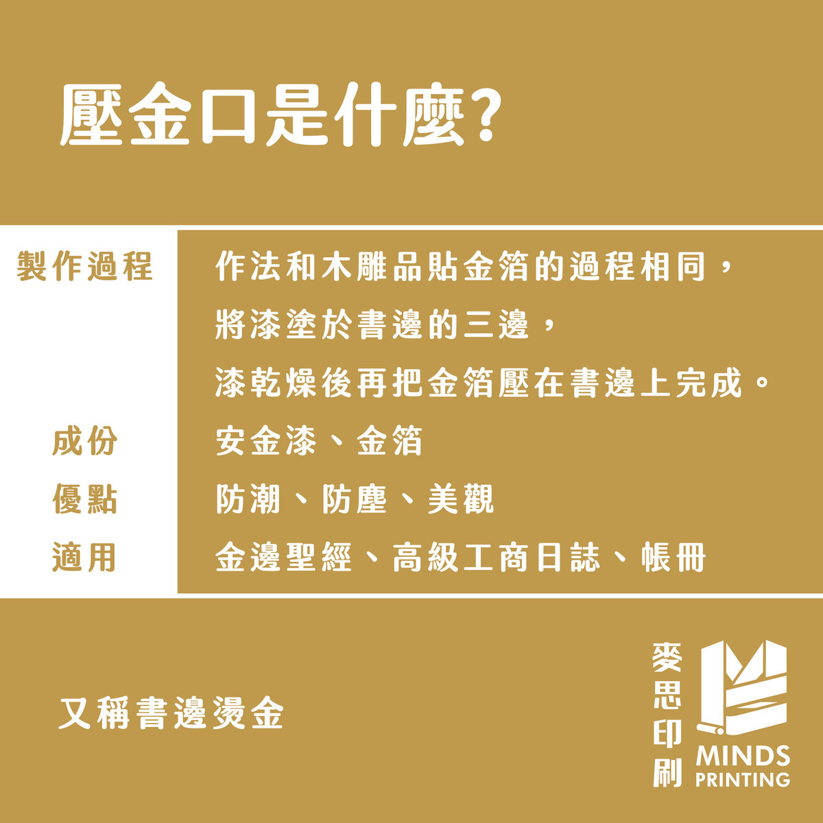 後加工3兄弟傻傻分不清楚 : 淺談燙金、燙漆、壓金口－壓金口是什麼？