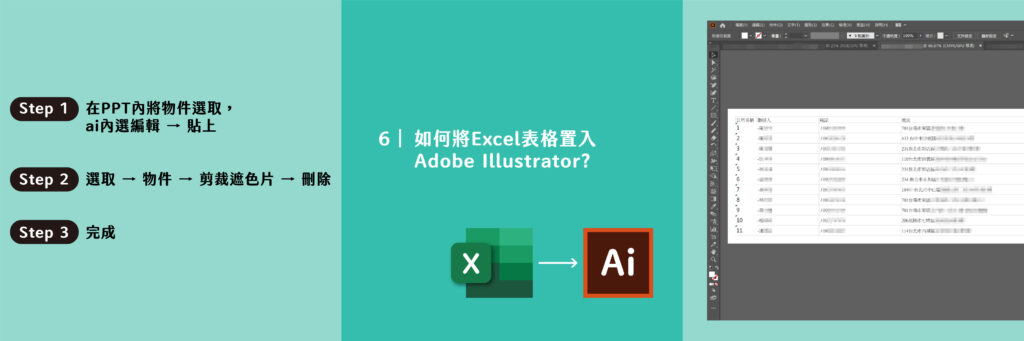 Word/PowerPoint/Excel可以製作完稿檔嗎?文件如何置入繪圖軟體?－如何將 Excel 表格置入 AI