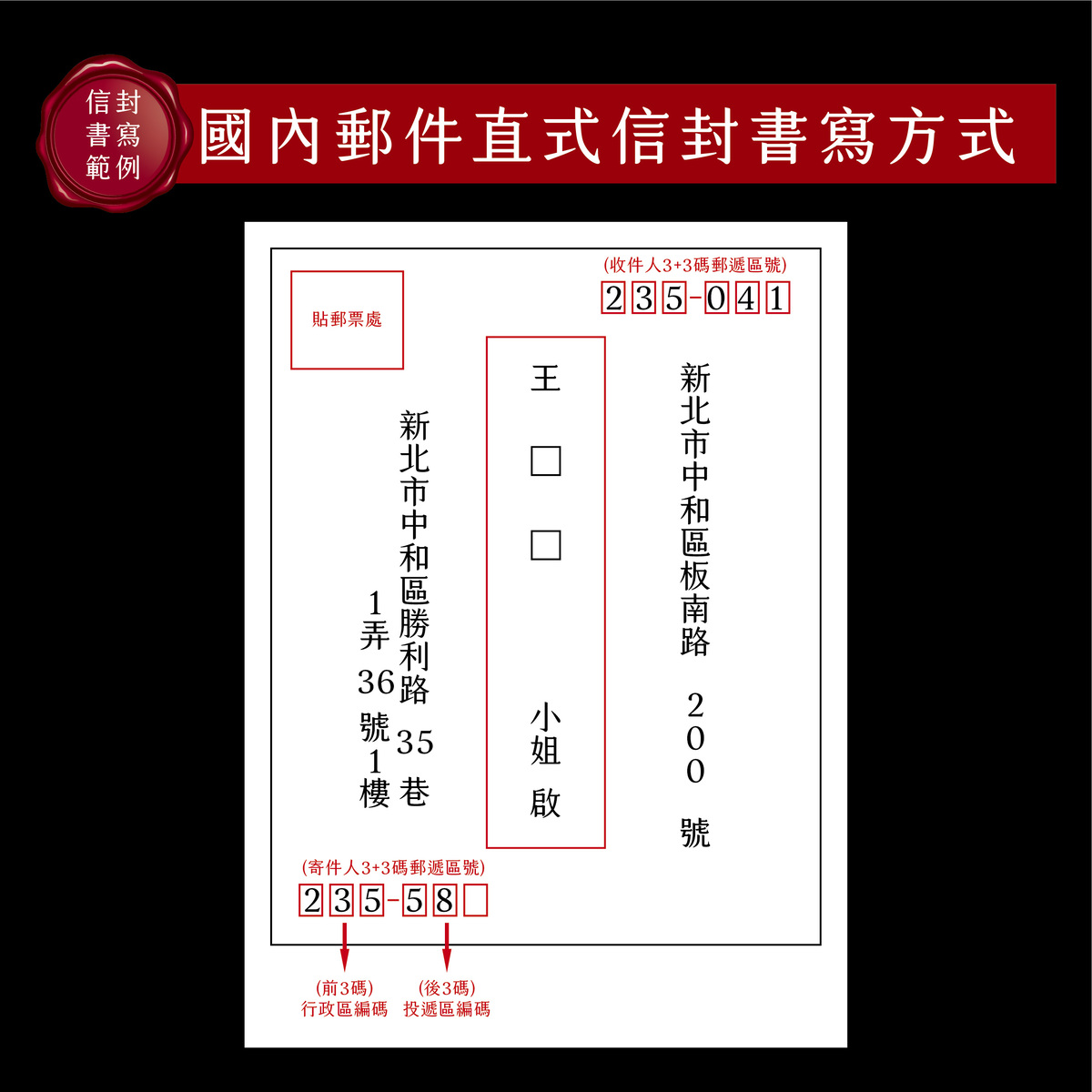 信封有哪些尺寸？設計時需注意什麼規範？－國內郵件直式信封書寫方式