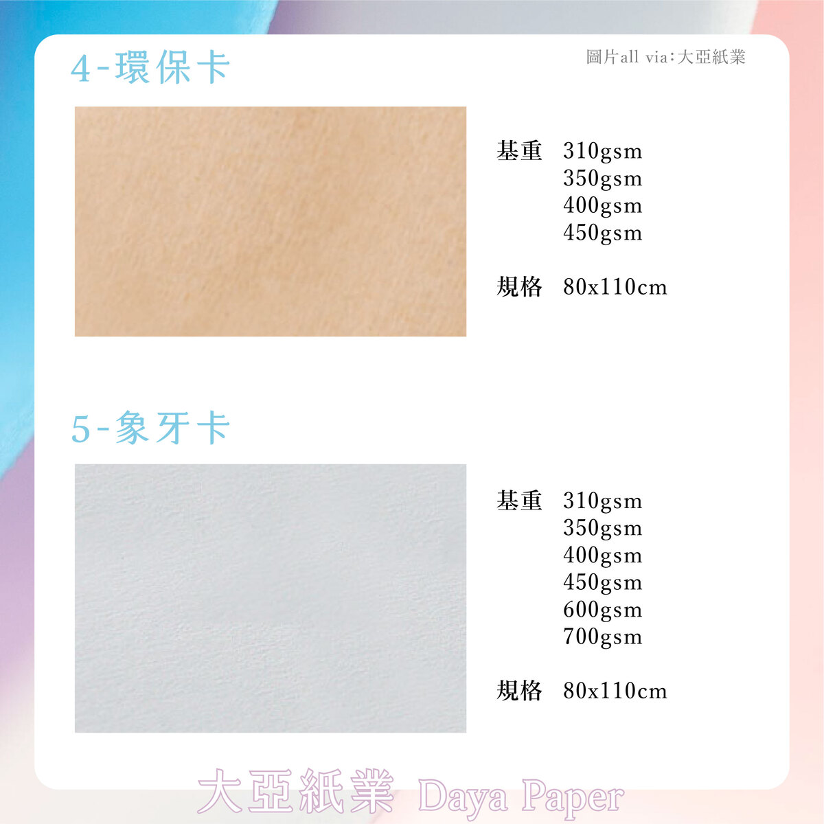 帶你認識5家紙廠的「100%環保再生紙」-大亞紙業 環保卡、象牙卡