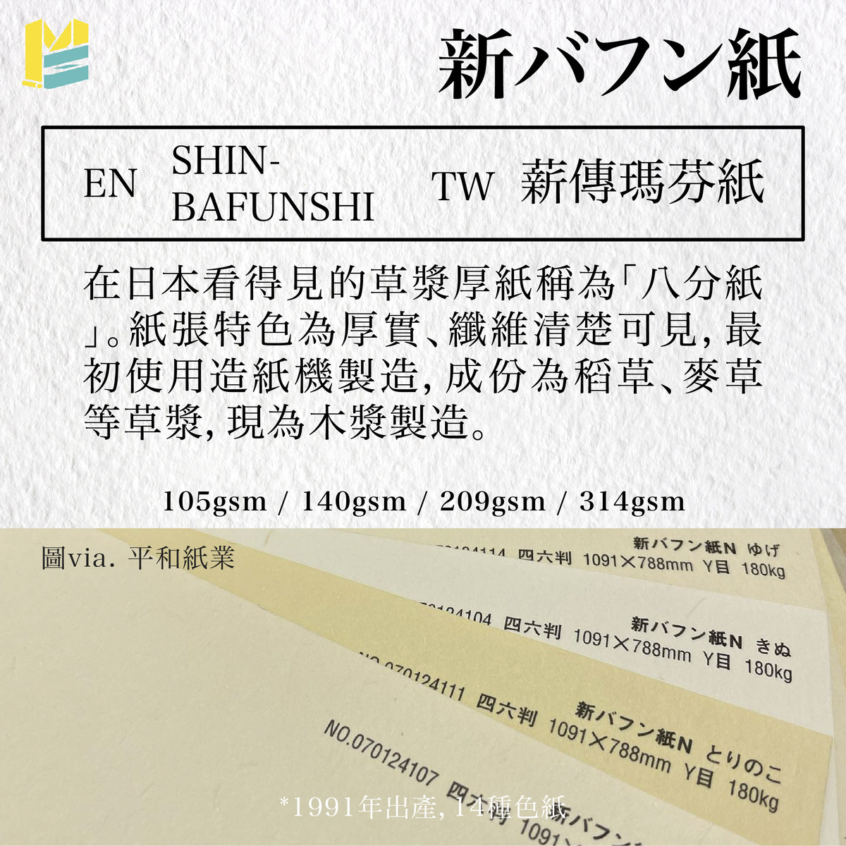 紙張命名對照-SHIN-BAFUNSHI / 薪傳瑪芬紙