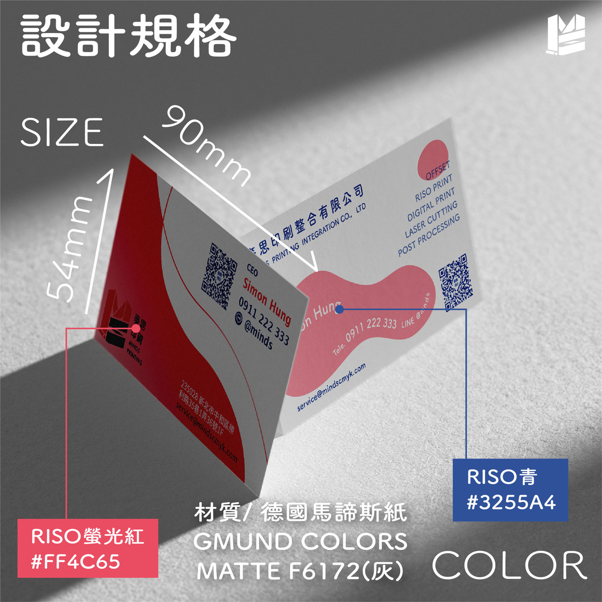 RISO名片印刷第二彈！($390/盒)－設計規格