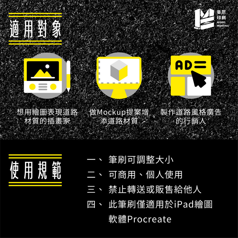 【Procreate筆刷】世界各國的道路材質6款-適用對象＆使用規範