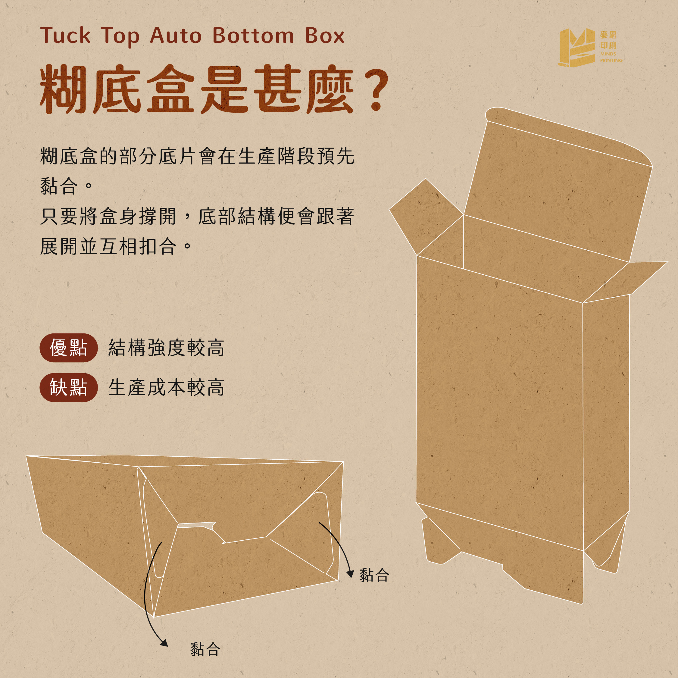 糊底盒是甚麼？先看懂撐開就成形的底部結構